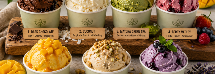 Vibrant vegan gelato colors