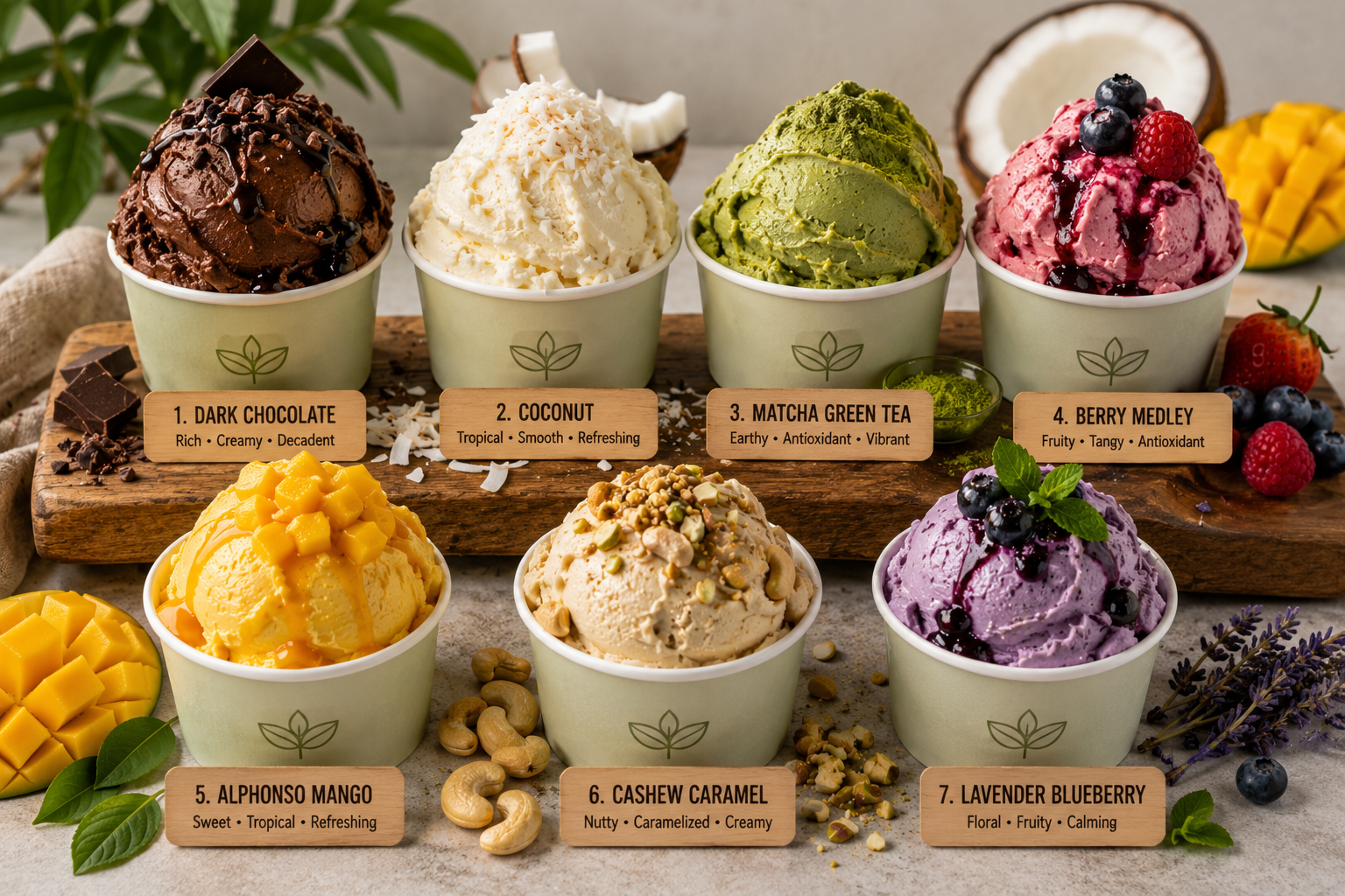 Vibrant vegan gelato colors
